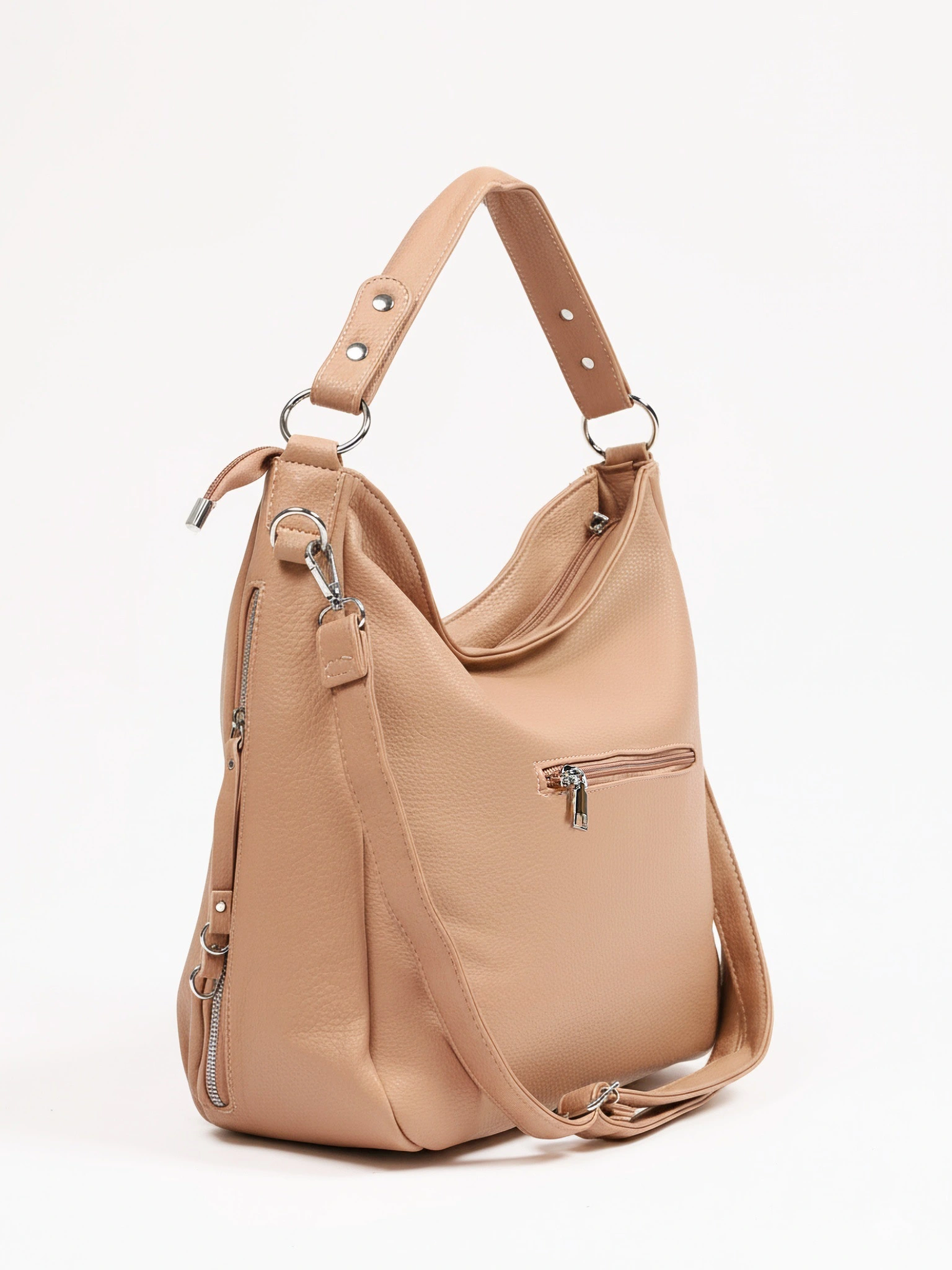 Сумка-шоппер  с боковыми карманами и декоративными пуллерами в ассортименте